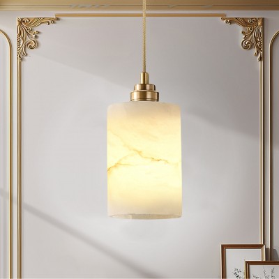 Beverlee Modern Brass Cylinder Alabaster Pendant Light Beverlee Modern Brass Cylinder Alabaster Pendant Light