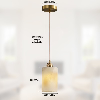 Beverlee Modern Brass Cylinder Alabaster Pendant Light Beverlee Modern Brass Cylinder Alabaster Pendant Light