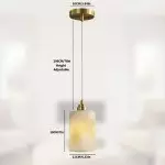 Beverlee Modern Brass Cylinder Alabaster Pendant Light