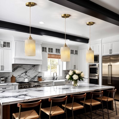 Beverlee Modern Brass Cylinder Alabaster Pendant Light Beverlee Modern Brass Cylinder Alabaster Pendant Light