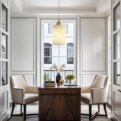 Beverlee Modern Brass Cylinder Alabaster Pendant Light Beverlee Modern Brass Cylinder Alabaster Pendant Light