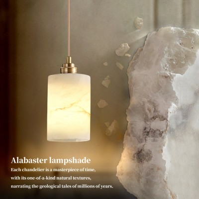 Beverlee Modern Brass Cylinder Alabaster Pendant Light Beverlee Modern Brass Cylinder Alabaster Pendant Light