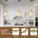 Beverlee Modern Brass Cylinder Alabaster Pendant Light