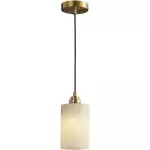 Beverlee Modern Brass Cylinder Alabaster Pendant Light