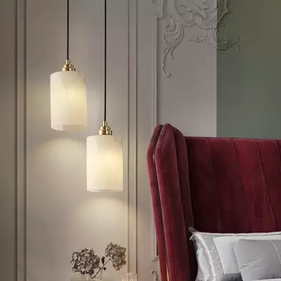 Beverlee Modern Brass Cylinder Alabaster Pendant Light Beverlee Modern Brass Cylinder Alabaster Pendant Light
