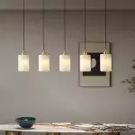 Beverlee Modern Brass Cylinder Alabaster Pendant Light