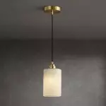 Beverlee Modern Brass Cylinder Alabaster Pendant Light