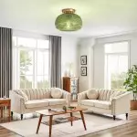 Ixionis Stained Engraved Pattern Glass Flush Mount Ceiling Light