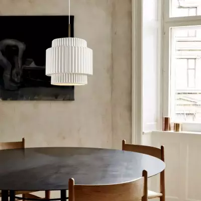 Brisby Striped Frosted Fluted Ceramic Pendant Light Brisby Striped Frosted Fluted Ceramic Pendant Light