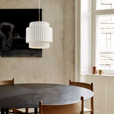 Brisby Striped Frosted Fluted Ceramic Pendant Light