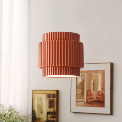 Brisby Striped Frosted Fluted Ceramic Pendant Light
