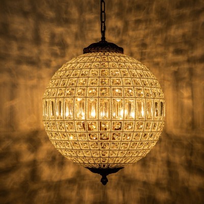 Dion Luxury French Antique Brass Crystal Globe Chandelier Dion Luxury French Antique Brass Crystal Globe Chandelier