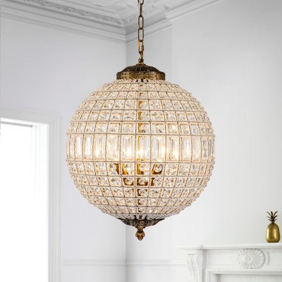Dion Luxury French Antique Brass Crystal Globe Chandelier Dion Luxury French Antique Brass Crystal Globe Chandelier