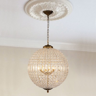 Dion Luxury French Antique Brass Crystal Globe Chandelier Dion Luxury French Antique Brass Crystal Globe Chandelier