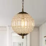 Dion Luxury French Antique Brass Crystal Globe Chandelier