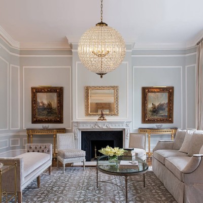 Dion Luxury French Antique Brass Crystal Globe Chandelier Dion Luxury French Antique Brass Crystal Globe Chandelier