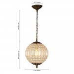 Dion Luxury French Antique Brass Crystal Globe Chandelier
