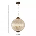 Dion Luxury French Antique Brass Crystal Globe Chandelier