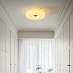 Prythos Cream Textured Glass Round Bauhaus Ceiling Light
