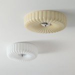 Prythos Cream Textured Glass Round Bauhaus Ceiling Light