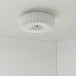 Prythos Cream Textured Glass Round Bauhaus Ceiling Light