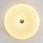 Prythos Cream Textured Glass Round Bauhaus Ceiling Light