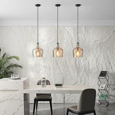 Jace Vintage Industrial Ripple Glass Pendant