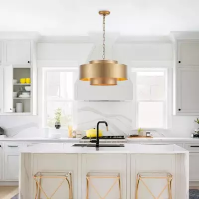 Aurelius Brushed Texture Metal Double Drum Chandelier Aurelius Brushed Texture Metal Double Drum Chandelier
