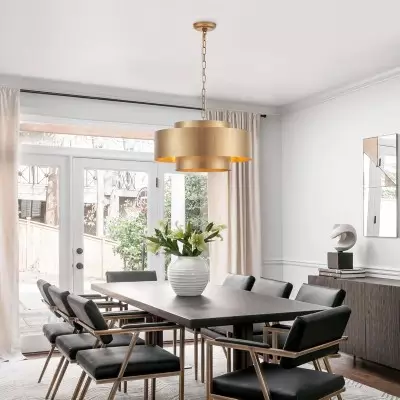 Aurelius Brushed Texture Metal Double Drum Chandelier