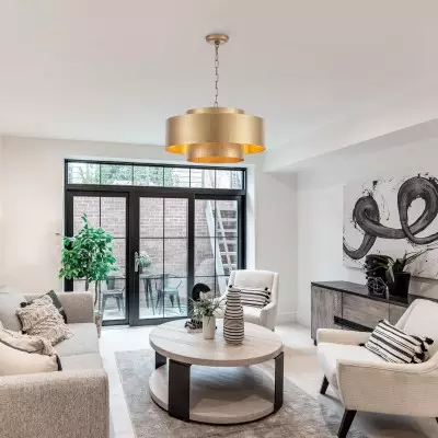 Aurelius Brushed Texture Metal Double Drum Chandelier