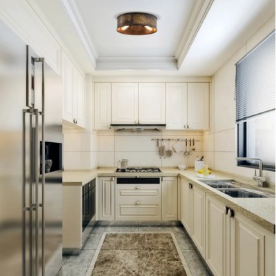 Blake Vintage Industrial Bronze Drum Flush Mount Ceiling