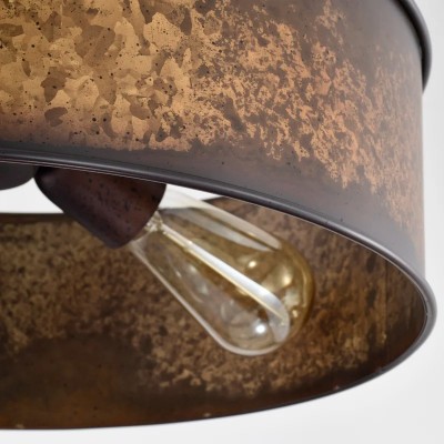 Blake Vintage Industrial Bronze Drum Flush Mount Ceiling
