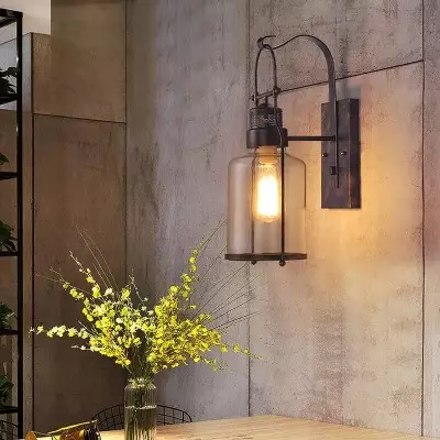 Bureau Industrial Antique Iron Glass Jar Wall Sconce Bureau Industrial Antique Iron Glass Jar Wall Sconce