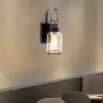 Bureau Industrial Antique Iron Glass Jar Wall Sconce