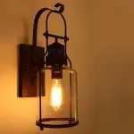 Bureau Industrial Antique Iron Glass Jar Wall Sconce