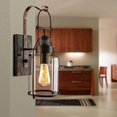 Bureau Industrial Antique Iron Glass Jar Wall Sconce Bureau Industrial Antique Iron Glass Jar Wall Sconce