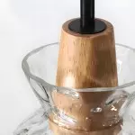 Kethor Mid Century Wood Hammered Glass Dome Pendant Light