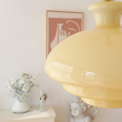 Derwent Bauhaus Cream Yellow Glass Pendant Light Derwent Bauhaus Cream Yellow Glass Pendant Light