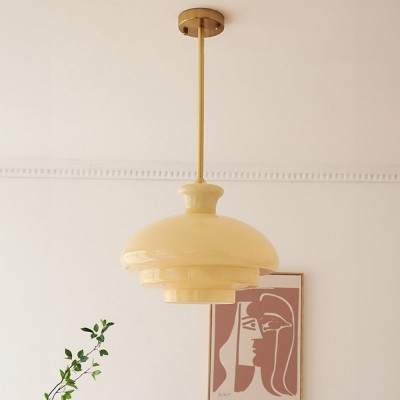 Derwent Bauhaus Cream Yellow Glass Pendant Light Derwent Bauhaus Cream Yellow Glass Pendant Light