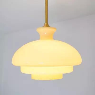 Derwent Bauhaus Cream Yellow Glass Pendant Light Derwent Bauhaus Cream Yellow Glass Pendant Light