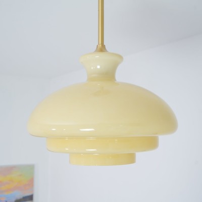 Derwent Bauhaus Cream Yellow Glass Pendant Light Derwent Bauhaus Cream Yellow Glass Pendant Light