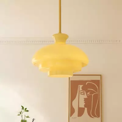 Derwent Bauhaus Cream Yellow Glass Pendant Light Derwent Bauhaus Cream Yellow Glass Pendant Light