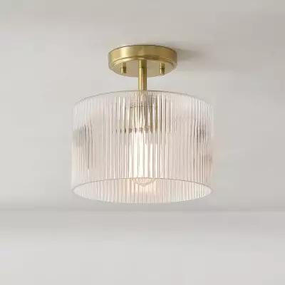 Finnda Farmhouse Ribbed Glass Semi Flush Ceiling Finnda Farmhouse Ribbed Glass Semi Flush Ceiling