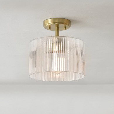 Finnda Farmhouse Ribbed Glass Semi Flush Ceiling