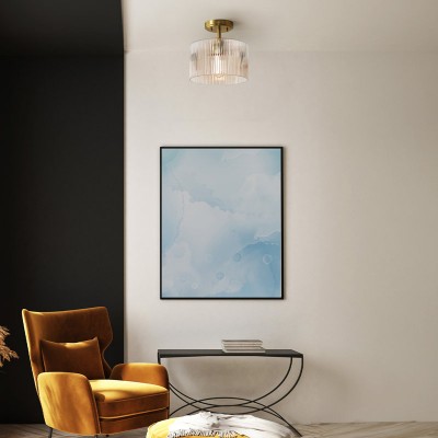 Finnda Farmhouse Ribbed Glass Semi Flush Ceiling