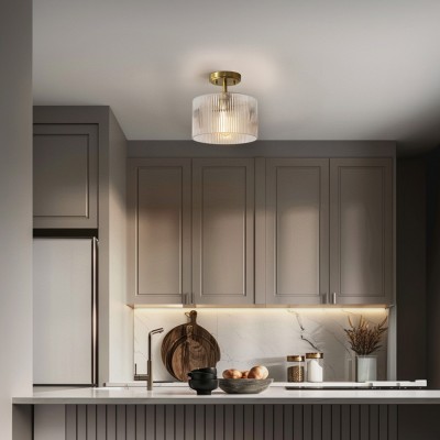 Finnda Farmhouse Ribbed Glass Semi Flush Ceiling