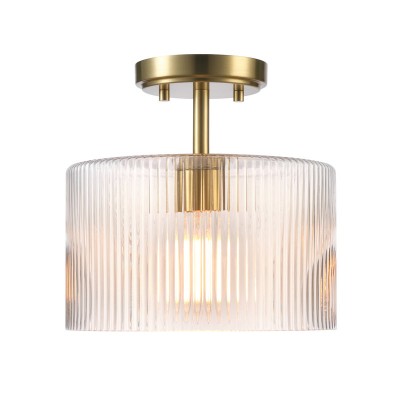 Finnda Farmhouse Ribbed Glass Semi Flush Ceiling
