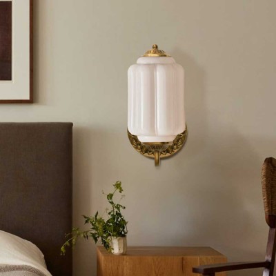 Cyrilith Vintage Milk Glass Oiled Brass Eloise Sconce