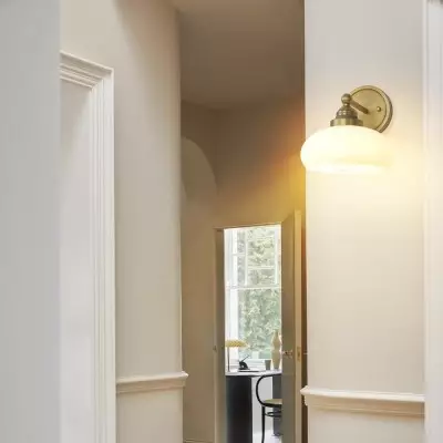 Alberta Bauhaus Milk White Glass Wall Sconce Alberta Bauhaus Milk White Glass Wall Sconce