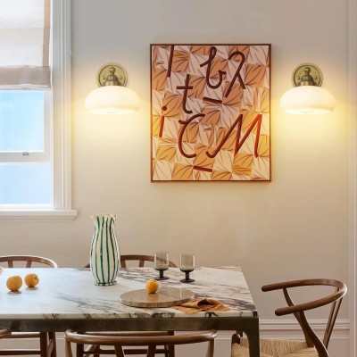 Alberta Bauhaus Milk White Glass Wall Sconce Alberta Bauhaus Milk White Glass Wall Sconce